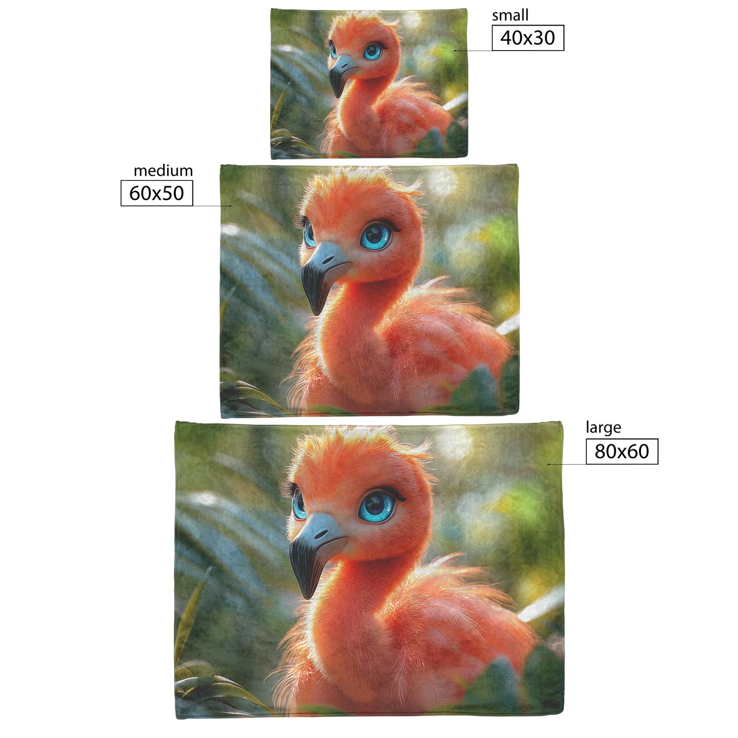 Cute Baby Flamingo in Tropical Jungle Cozy Fleece and Sherpa Blanket - Awakening Righteousness