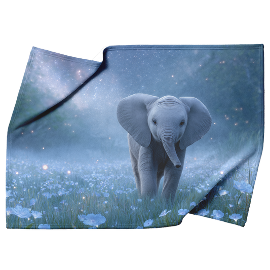 Enchanted_Baby_Elephant_In_Field_Of_Star_H_Blanket_Top_Bottom_Folds_Mockup.png
