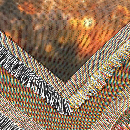 Golden-Winged Angel with Fiery Orange Hair in Wildflower Field Christian Woven Throw Blanket Whimsical Nursery Decor Magical Living Room Blanket Serenity & Wonder - Awakening Righteousness