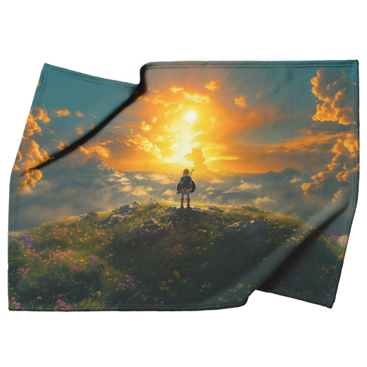Heroic_Warrior_Standing_on_Grassy_Hill_a_H_Blanket_Top_Bottom_Folds_Mockup.png