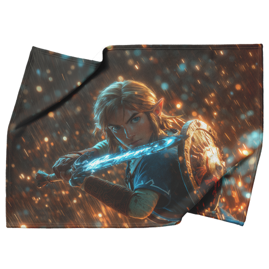 Heroic_Warrior_in_Battle_Pose_With_Glowi_H_Blanket_Top_Bottom_Folds_Mockup.png