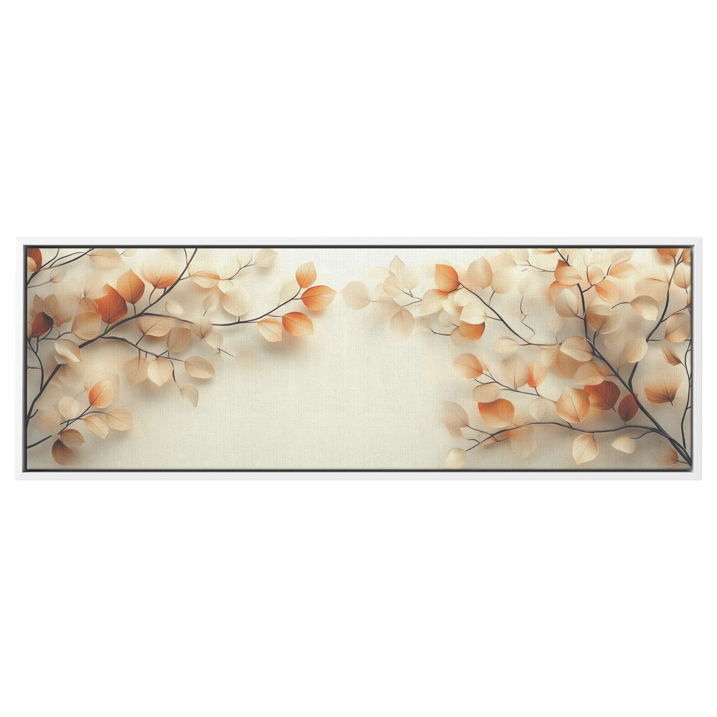Minimalist Artwork Simple Leaves Vines Neutral Beige Tones White Background Elegant Line Art Ultra High Definition Modern Aesthetic Panoramic Framed Canvas Wall Art - Awakening Righteousness