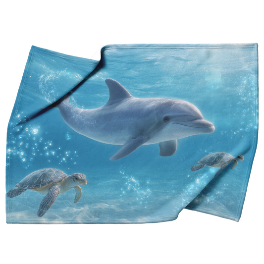 Photorealistic_Baby_Dolphin_And_Sea_Turt_H_Blanket_Top_Bottom_Folds_Mockup.png