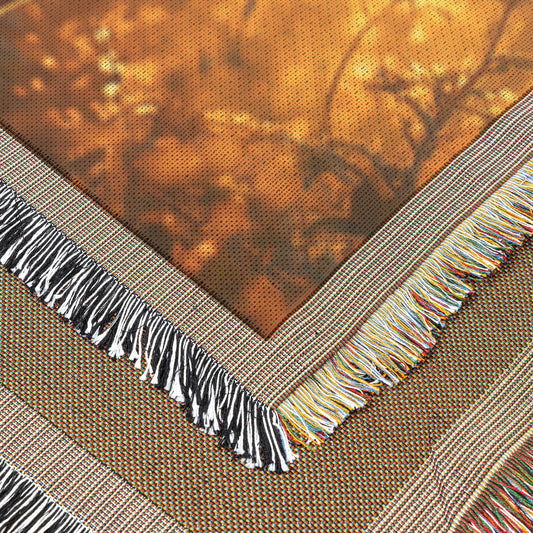 Serene Child Praying in Golden Sunlight Inspirational Christian Woven Throw Blanket Capturing Innocence Prayer and Divine Serenity in Nature - Awakening Righteousness