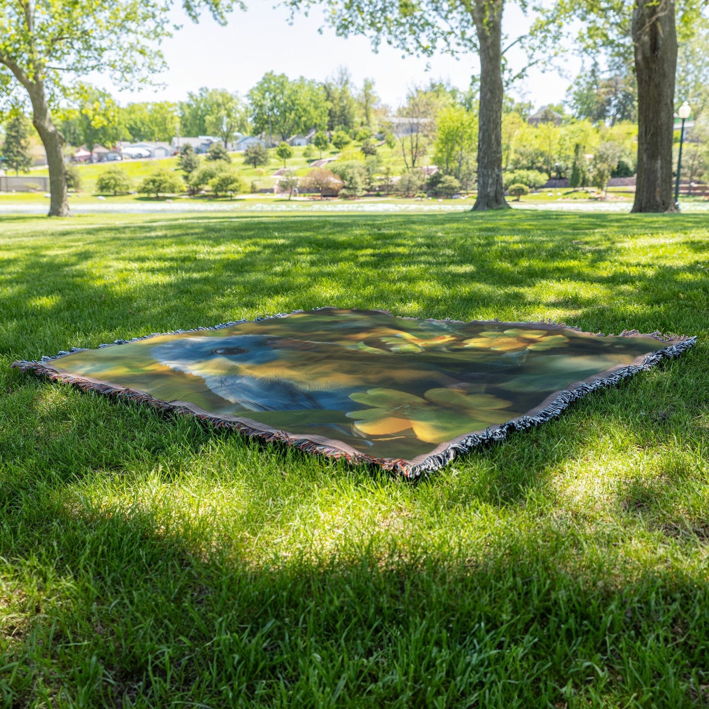 Blue and Yellow Parrotlet in Flower Garden Throw Blanket Cozy Woven Kids Comfort Blanket with Natural Charm Joyful Bird-Inspired Prayer Healing Blanket for Children - Awakening Righteousness