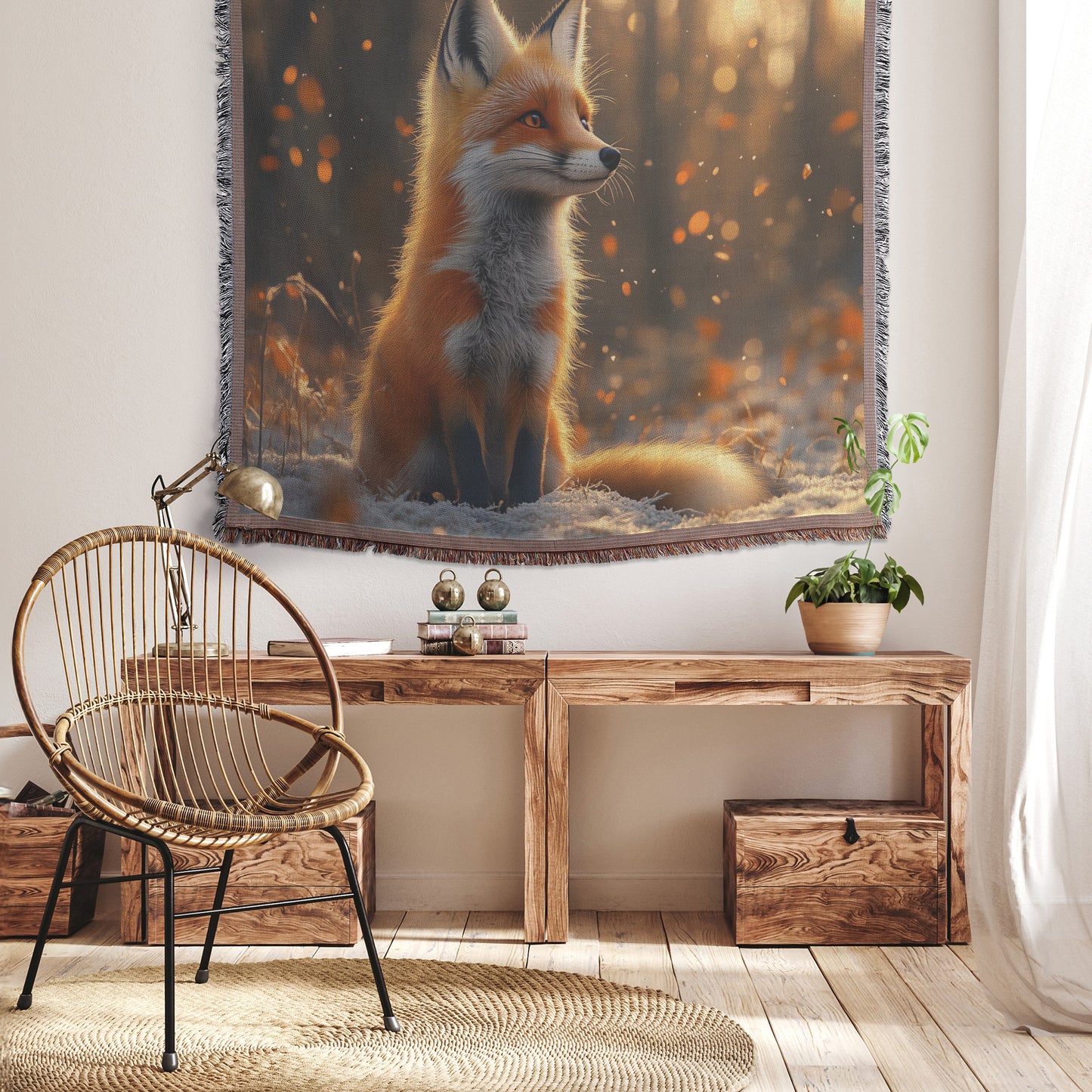 Enchanted Fox in the Snow Christian Throw Blanket Cozy Woven Kids Comfort Blanket with Hope Holy Faith Inspired Prayer Healing Blanket For Children - Awakening Righteousness