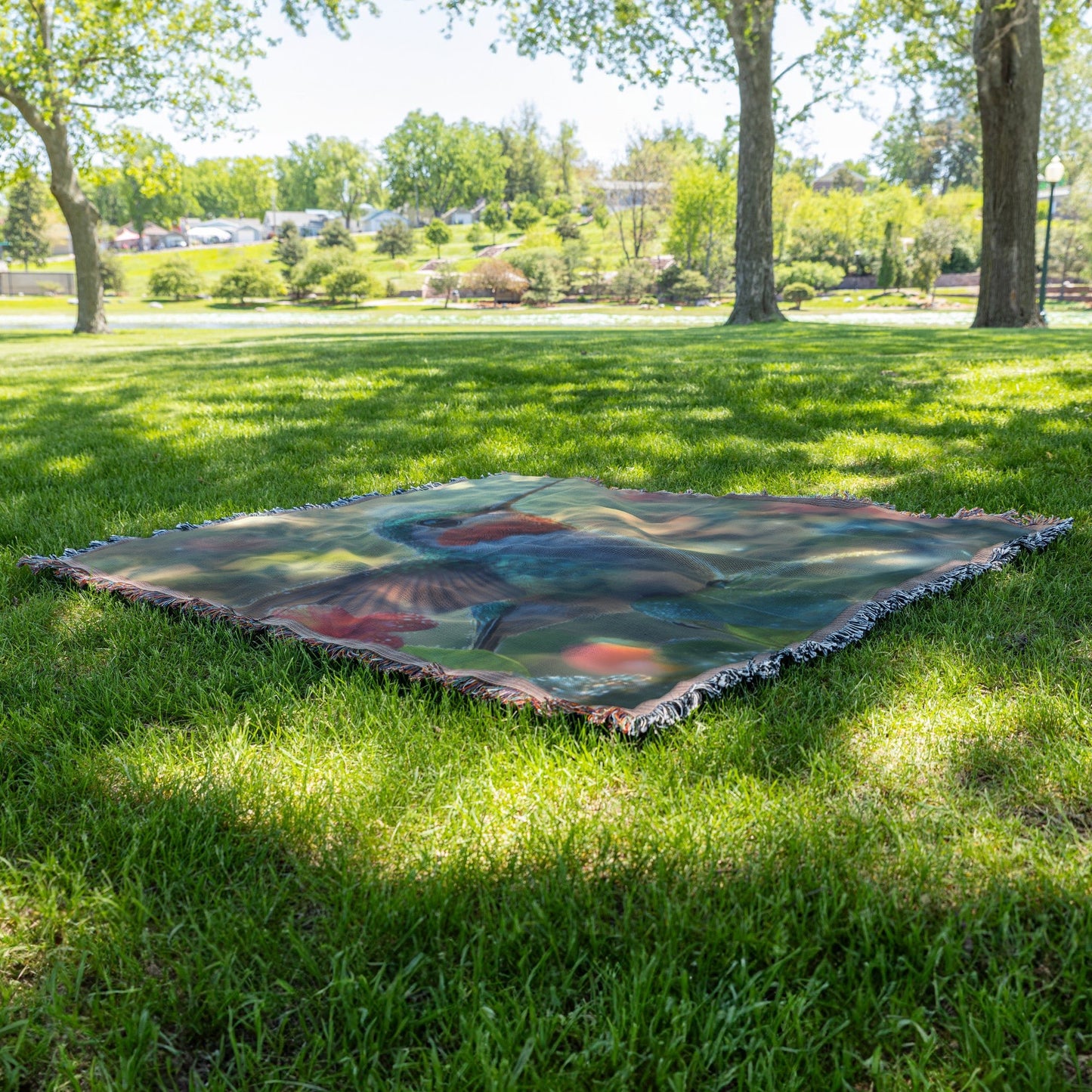 Hummingbird on Enchanting Flower Throw Blanket Cozy Woven Comfort Blanket with Nature's Grace Serene Wildlife-Inspired Blanket for Peaceful Spaces - Awakening Righteousness