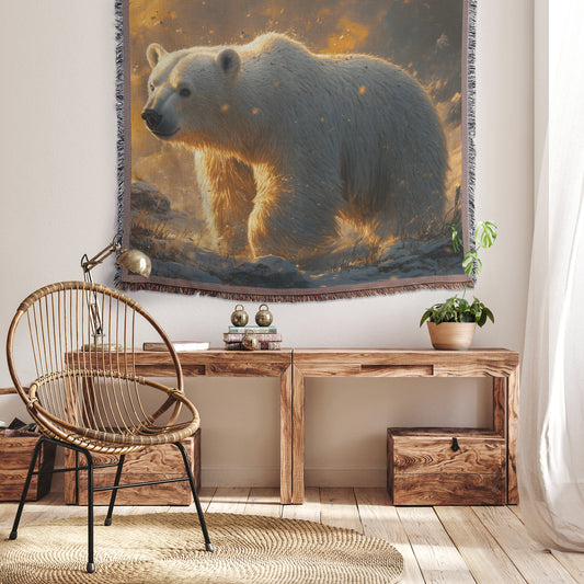 Majestic White Polar Bear Christian Throw Blanket Cozy Woven Kids Comfort Blanket with Hope Holy Faith Inspired Prayer Healing Blanket For Children - Awakening Righteousness