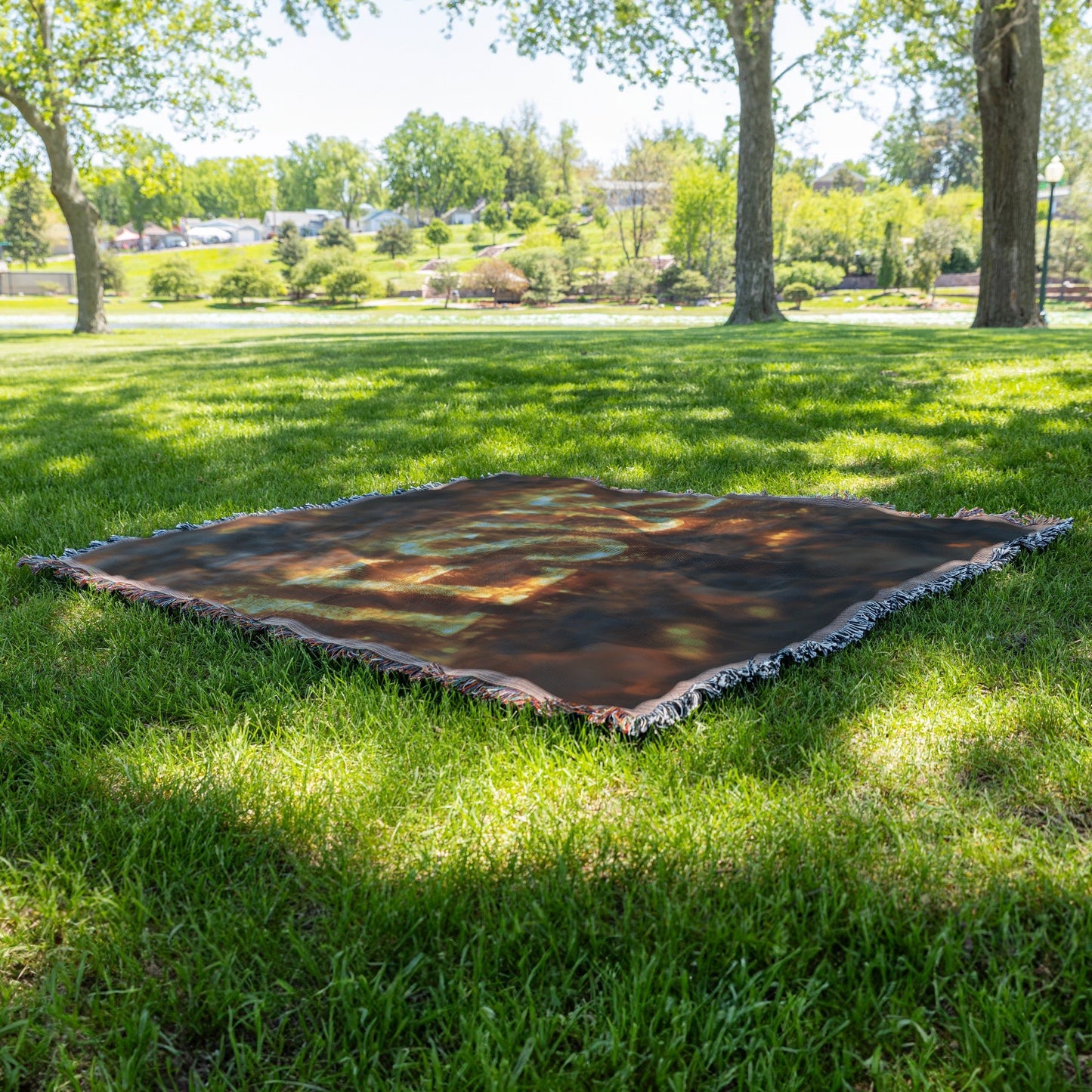 Radiant Iesus Christian Artwork in Glowing Gold Letters on Rocky Ground Divine Light Woven Throw Blanket Inspirational Religious Home Décor for Faith Strength & Spiritual Warmth - Awakening Righteousness