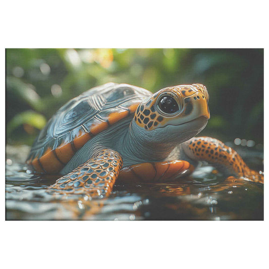 Adorable BaTurtle Swimming in Tropical Waters Vibrant Rainforest Beauty Christian Canvas Wall Art Decor