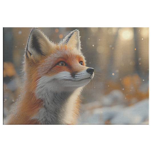 Adorable Fox with Shimmering Fur in Winter Landscape Curiosity Wildlife Art for Home Living Room or Office Canvas Wall Art Decor - Awakening Righteousness