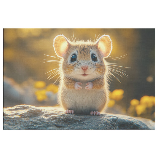 Adorable Little Mouse Standing on Rocks in a Serene Natural Setting Christian Canvas Wall Art Decor - Awakening Righteousness