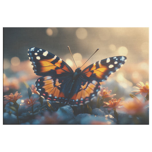 Butterfly Resting on Flowers with Dreamy Abstract Background Christian Canvas Wall Art Decor - Awakening Righteousness