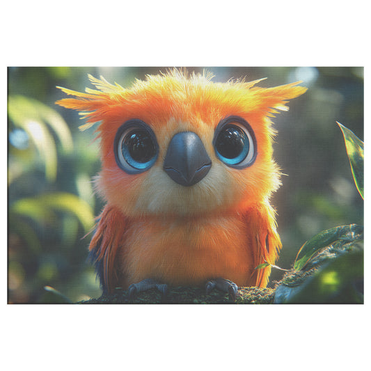 Charming Orange Parrot with Big Eyes on an Ancient Tree Branch in a Tropical Rainforest Christian Canvas Wall Art Decor - Awakening Righteousness