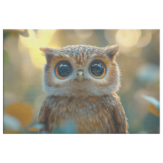 Cute Owl with Big Eyes and Exquisite Details Framed a Softly Blurred Background Creating a Warm and Adorable Atmosphere Christian Canvas Wall Art Decor - Awakening Righteousness