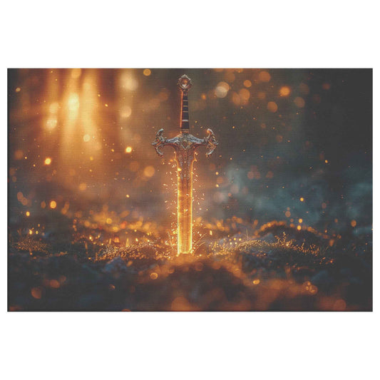 Divine Strength and Protection: The Shining Sword – Christian Canvas Wall Art Decor
