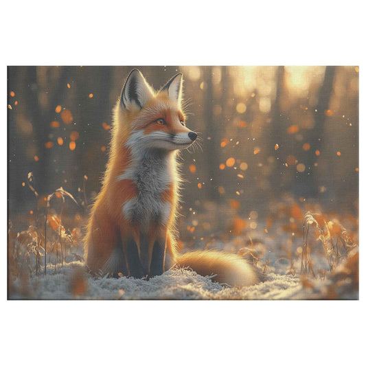 Enchanted Fox in Golden Forest Christian Canvas Wall Art Decor