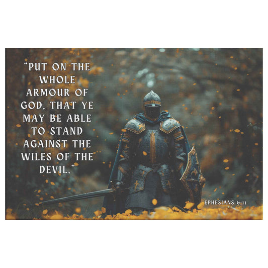 Strength in Faith Knight with the Whole Armor of God Ephesians 611 Christian Canvas Wall Art Decor