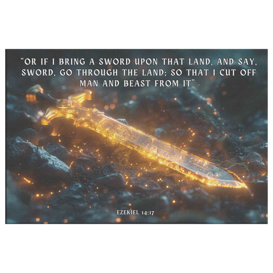 Sword of Truth Radiating Divine Strength and Glory Ezekiel 1417 Christian Canvas Wall Art Decor