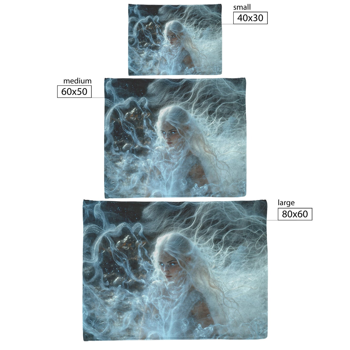 Blood Elf Mage Fleece Sherpa Blanket Frost Magic Blue Mist Silver Highlights Tranquil Powerful WoW Design - Awakening Righteousness