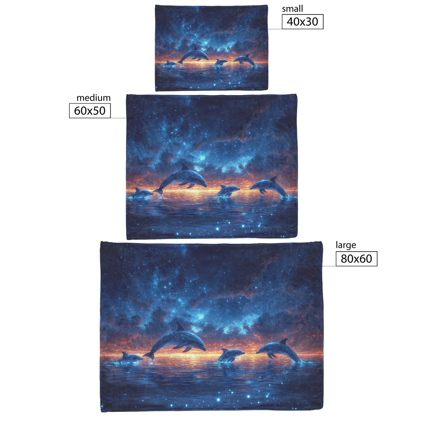 Dolphins Glowing Softly Swimming Through Bioluminescent Waters Star-Filled Sky Peaceful Surreal Fleece Sherpa Blanket - Awakening Righteousness