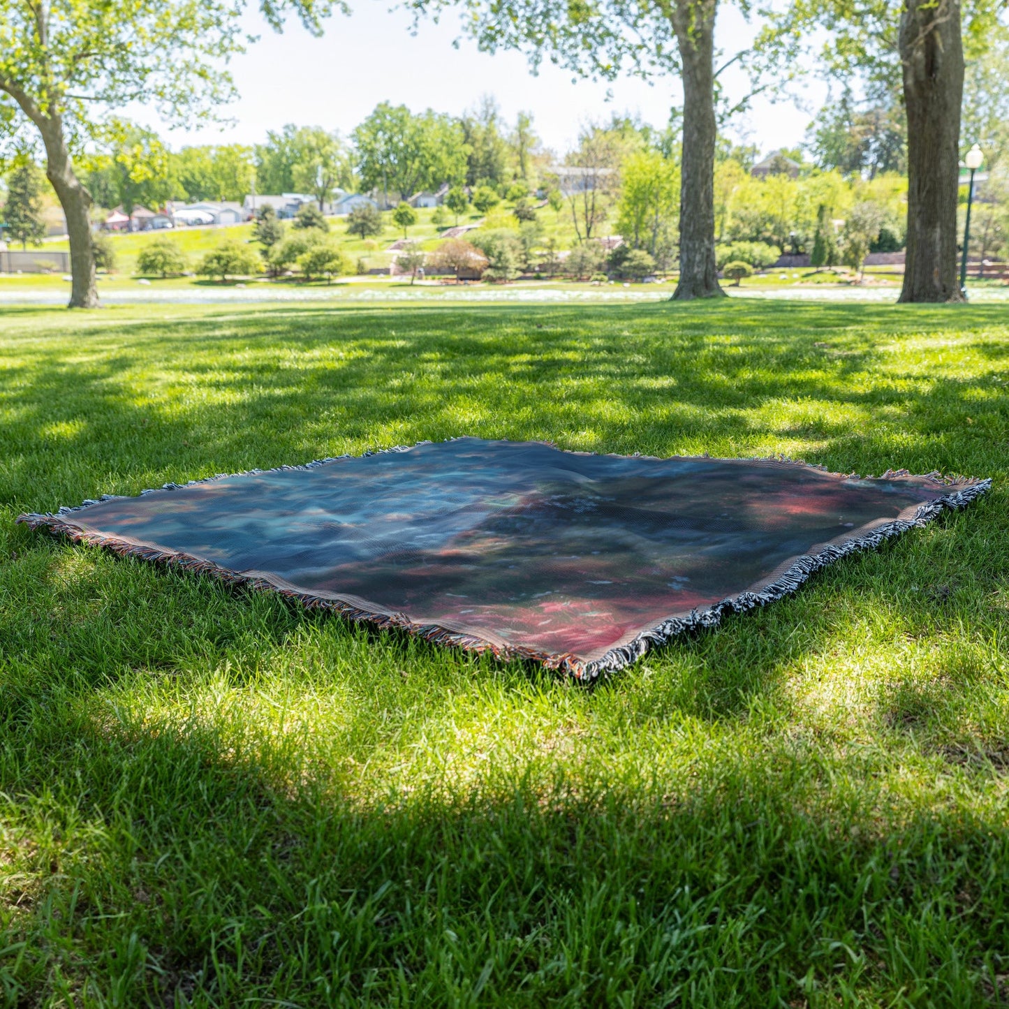 Hill of Faith Woven Throw Blanket Cross with Sunset and Wildflowers Christian Inspirational Home Decor or Gift - Awakening Righteousness