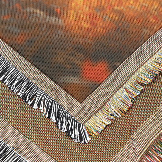 Playful Llama Woven Throw Blanket on Glowing Autumn Hillside with Golden Grass and Warm Sunlight - Awakening Righteousness