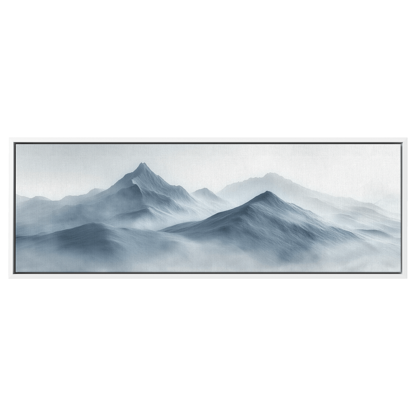 Serene Nature Scene Misty Hills Fading Soft Gray Cream Tones Ultra High Definition Clean Minimalist Panoramic Framed Canvas Wall Art - Awakening Righteousness
