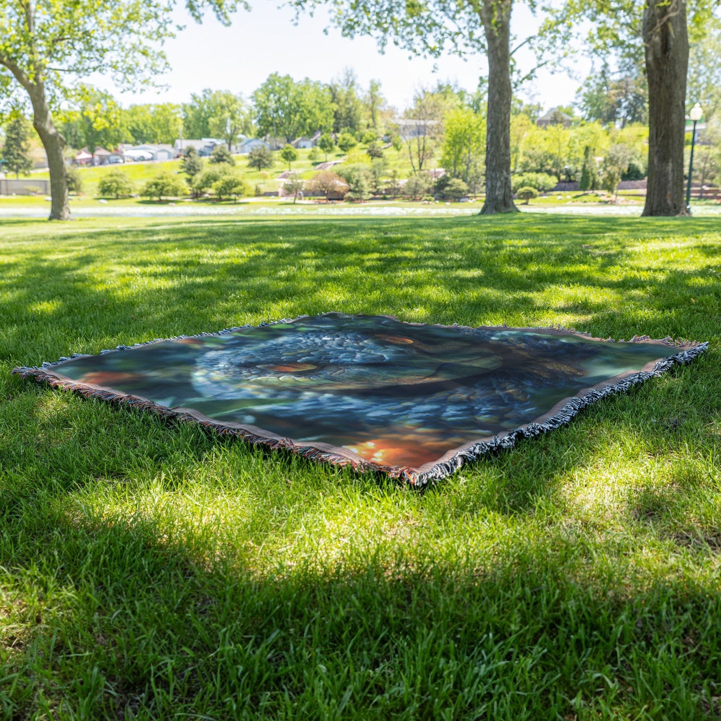 Snake with emerald scales and piercing eyes woven throw blanket wildlife decor nature's beauty reptile art - Awakening Righteousness