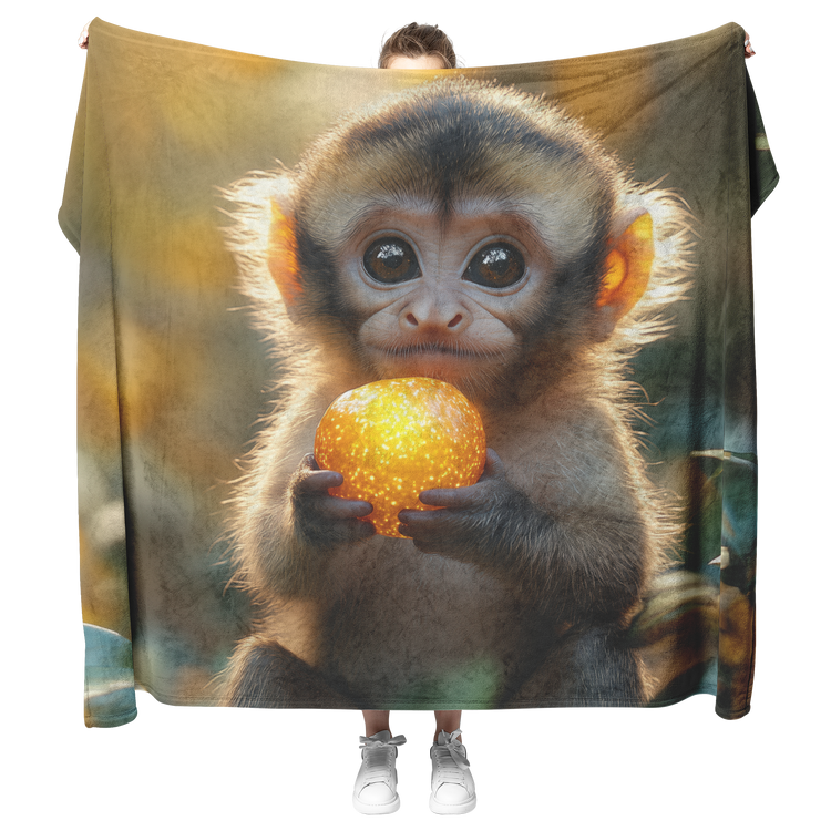 🐒 Capuchin Monkey Sherpa Fleece Blanket Collection | Awakening Aesthetics