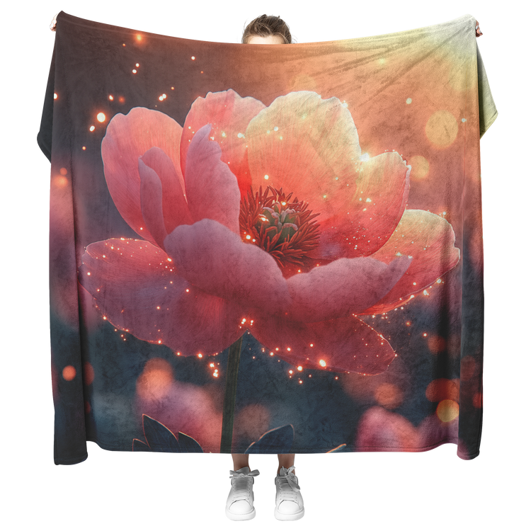 🌸 Peony Sherpa Fleece Blanket Collection | Awakening Aesthetics
