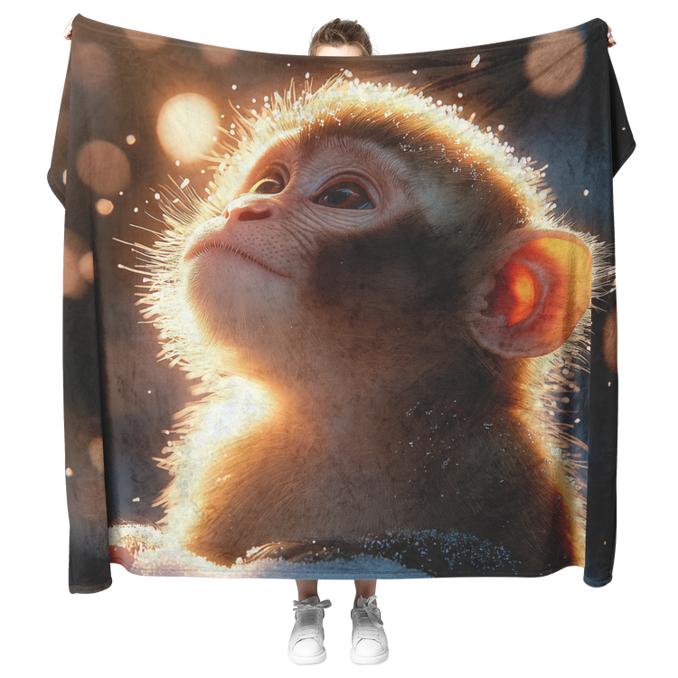 🐒 Macaque Monkey Sherpa Fleece Blanket Collection | Awakening Aesthetics