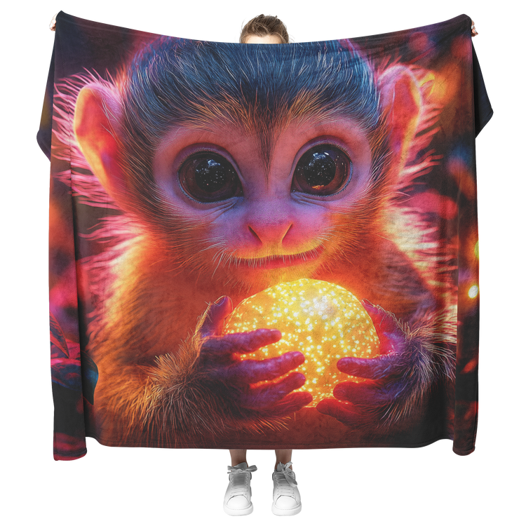 🐒 Squirrel Monkey Sherpa Fleece Blanket Collection | Awakening Aesthetics