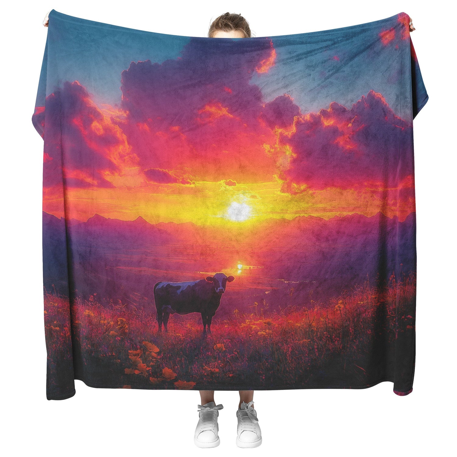 🐄 Cow Sherpa Fleece Blanket Collection | Awakening Aesthetics