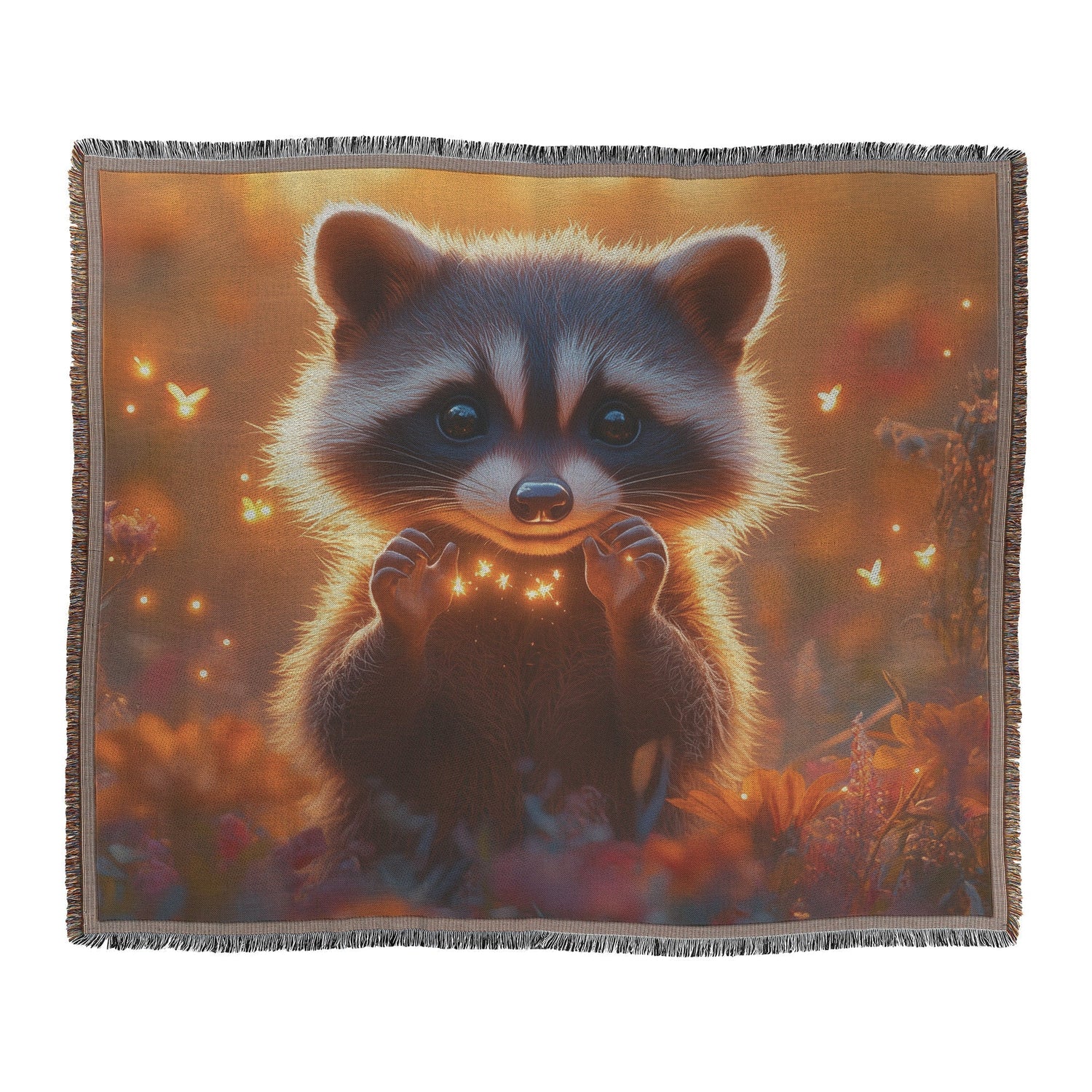 🦝 Raccoon Woven Throw Blanket Collection | Awakening Aesthetics