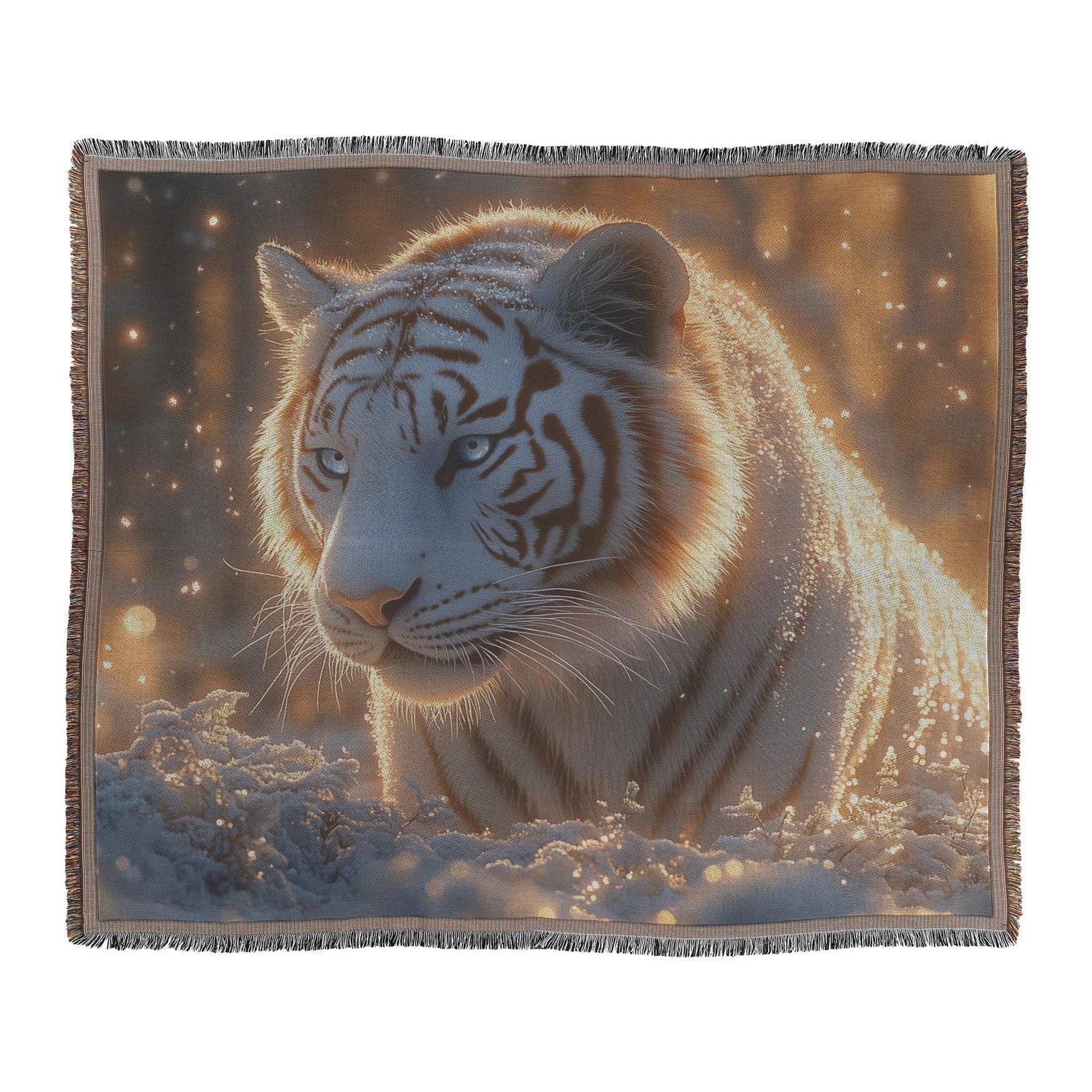 🐅 White Tiger Woven Throw Blanket Collection | Awakening Aesthetics
