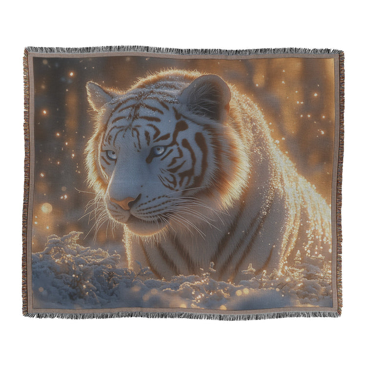 🐅 White Tiger Woven Throw Blanket Collection | Awakening Aesthetics