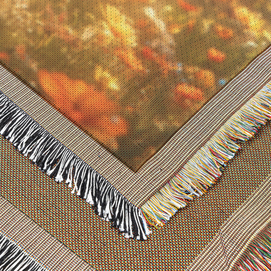 Angel with Golden Wings in Flower Field Christian Woven Throw Blanket  Peaceful Radiant Spiritual Design for Nursery Living Room or Home Decor - Awakening Righteousness