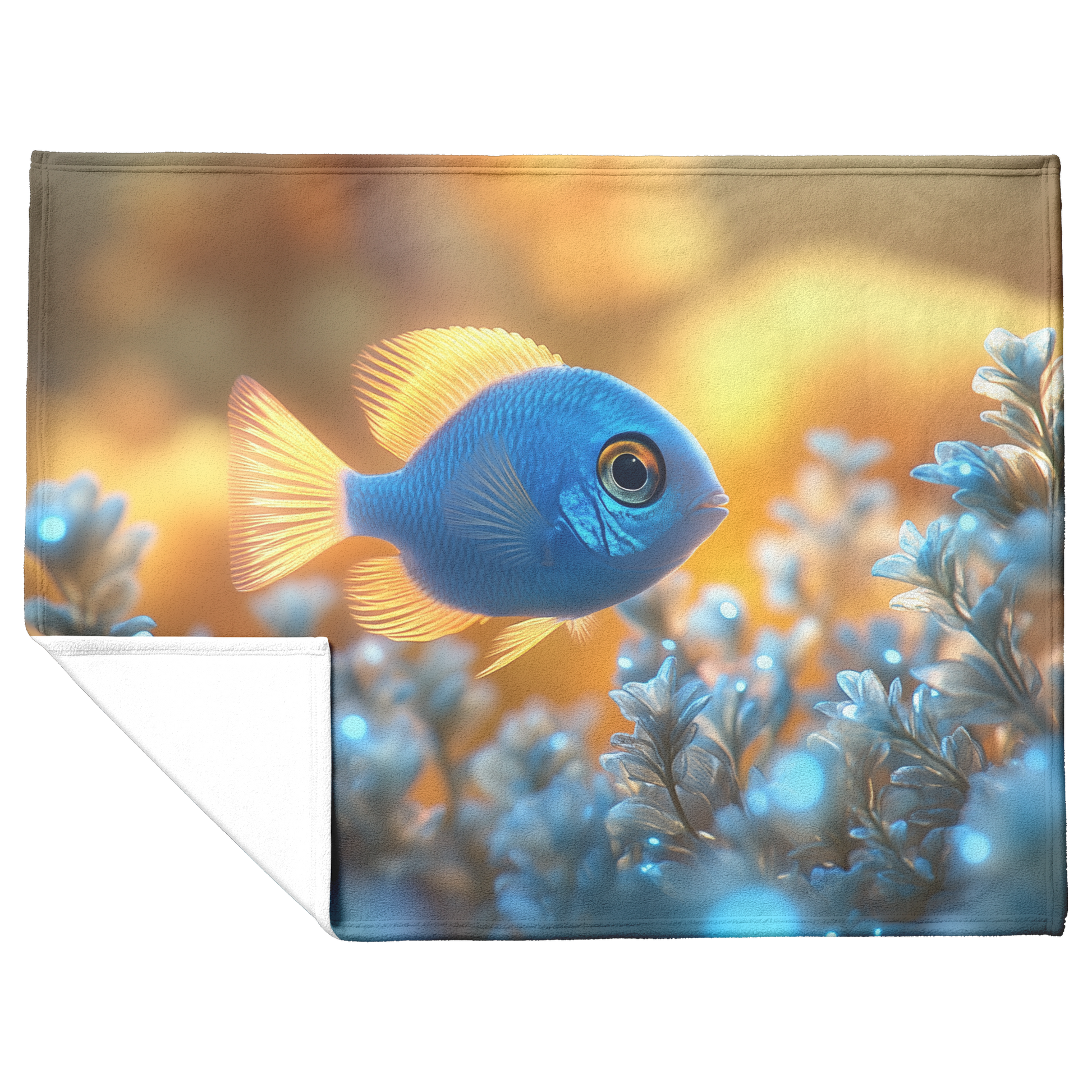 Baby_Blue_Tang_Playing_Near_Bioluminesce_H_Blanket_Flat_Fold_Mockup.png