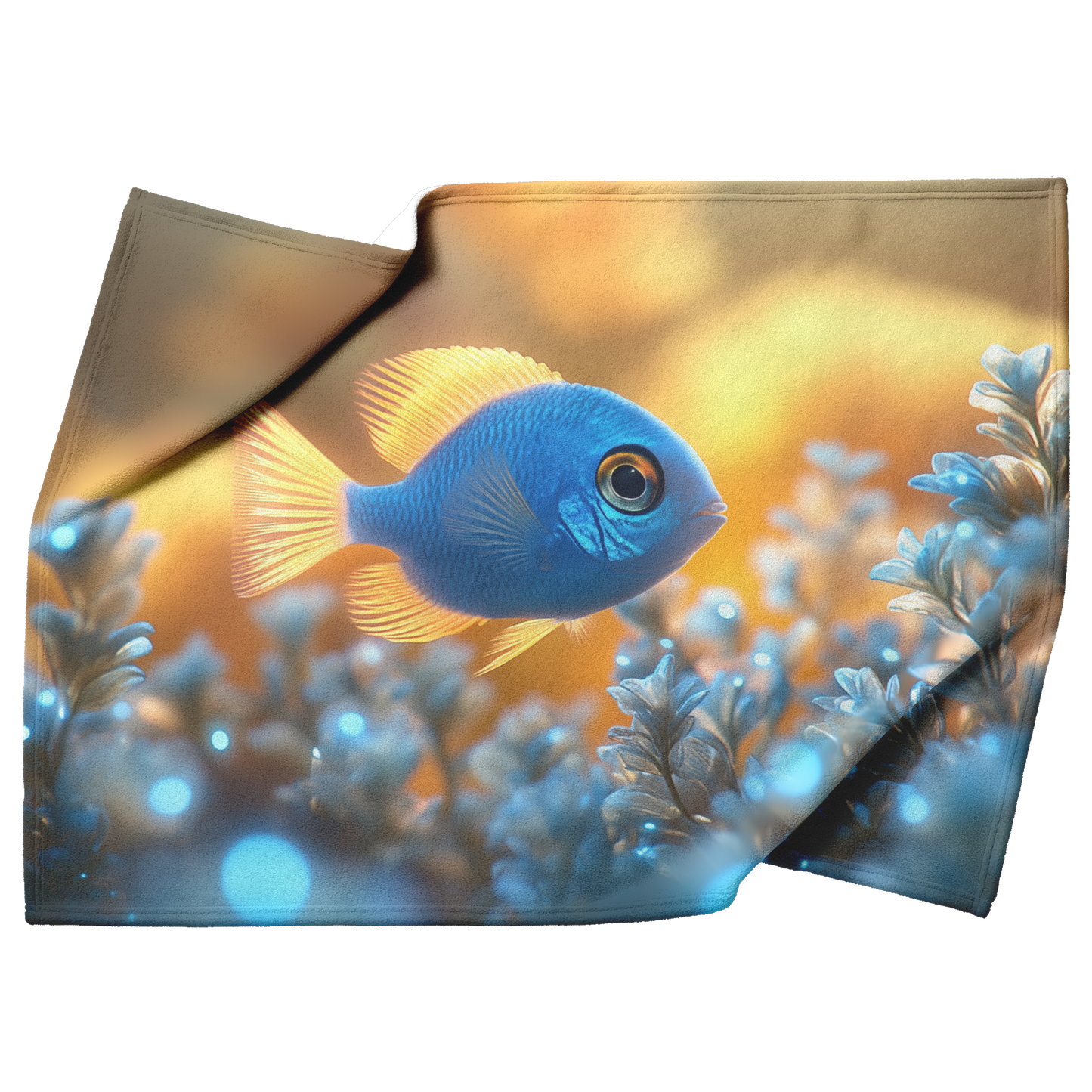 Baby_Blue_Tang_Playing_Near_Bioluminesce_H_Blanket_Top_Bottom_Folds_Mockup.png