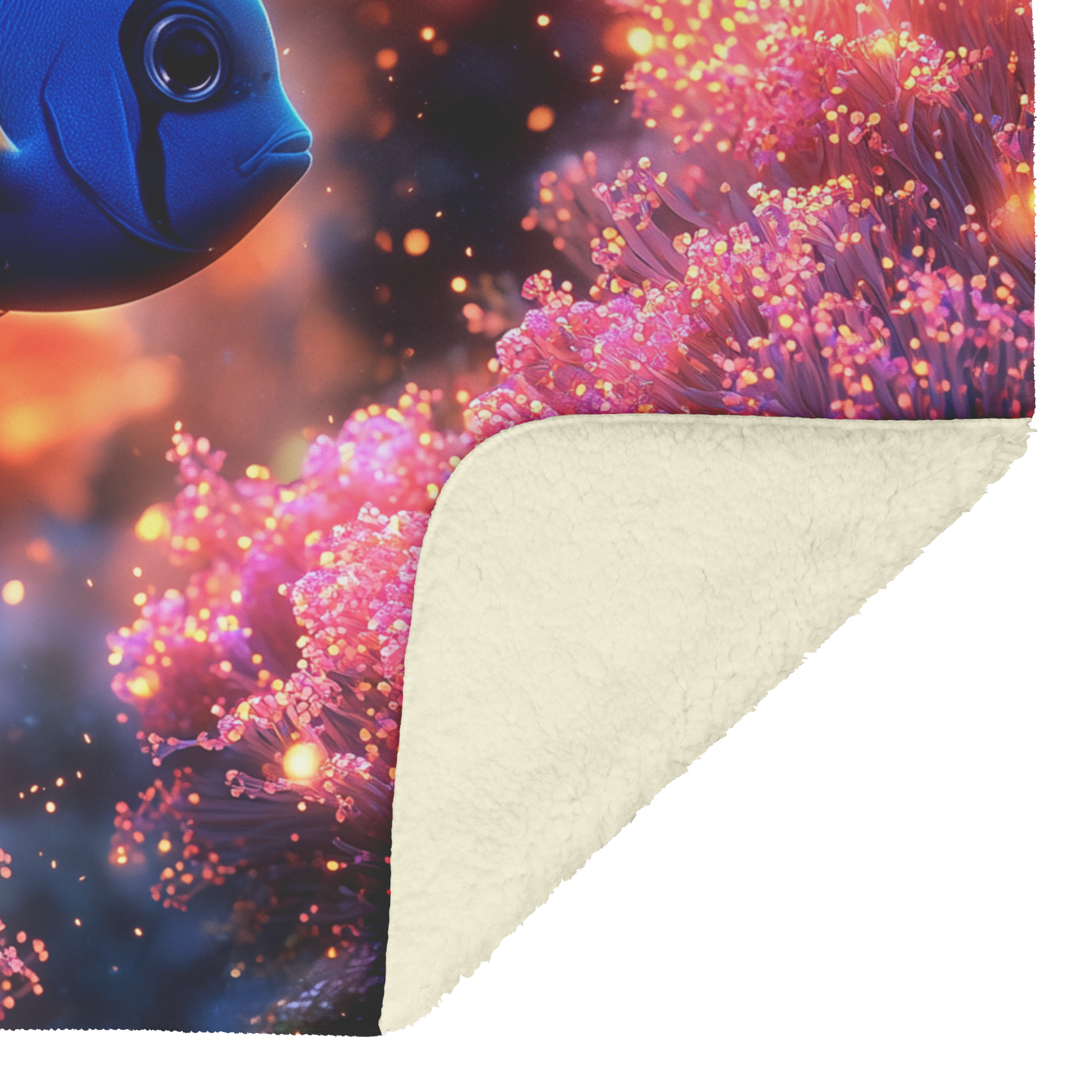 Baby_Blue_Tang_Swimming_Near_Glowing_Cor_H_Blanket_Sherpa_Mockup.png