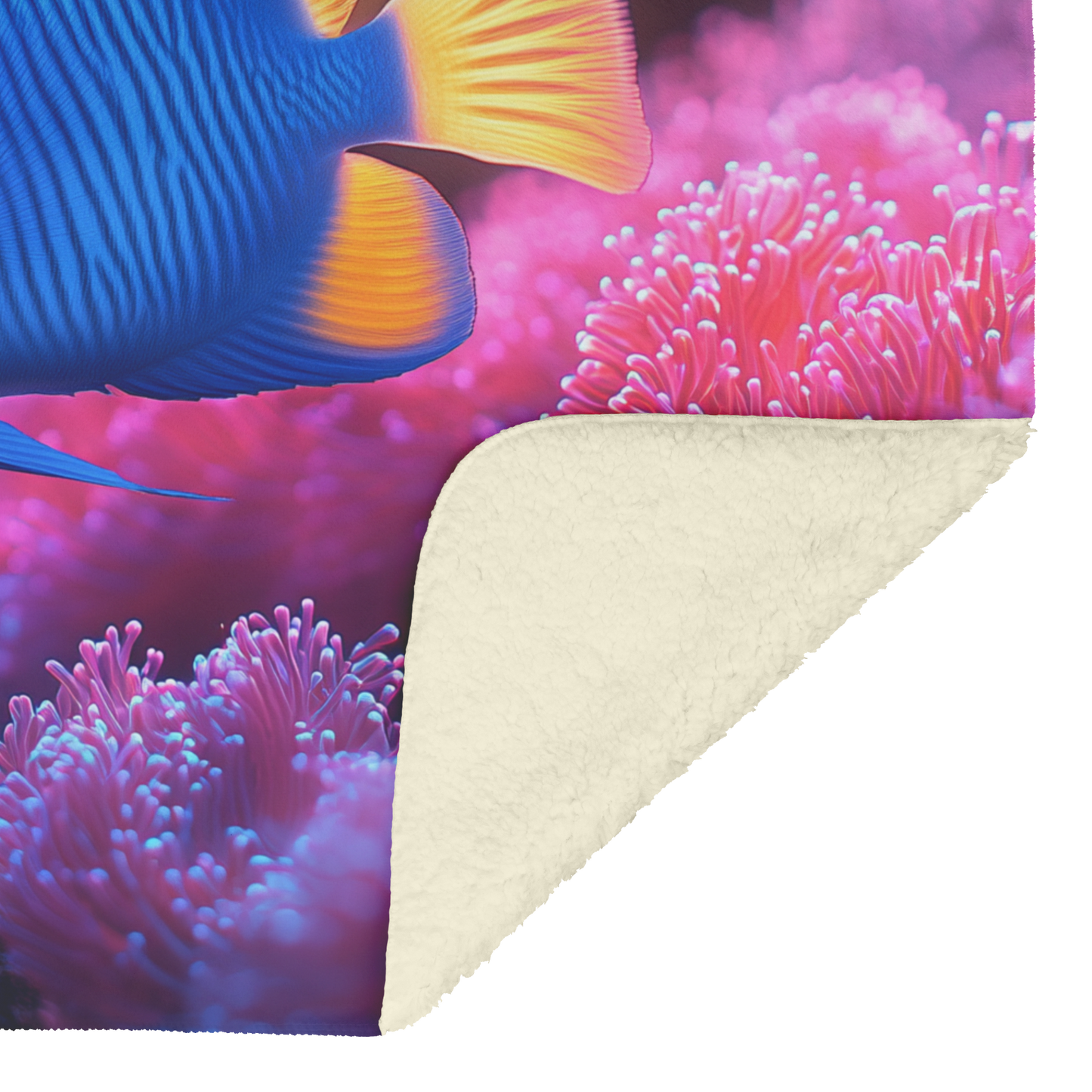 Baby_Blue_Tang_Swimming_Near_Glowing_Cor_H_Blanket_Sherpa_Mockup.png