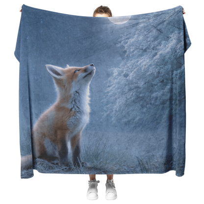 Baby_Fox_Howling_Softly_At_Moon_Under_Gl_H_Blanket_Model_Mockup.png