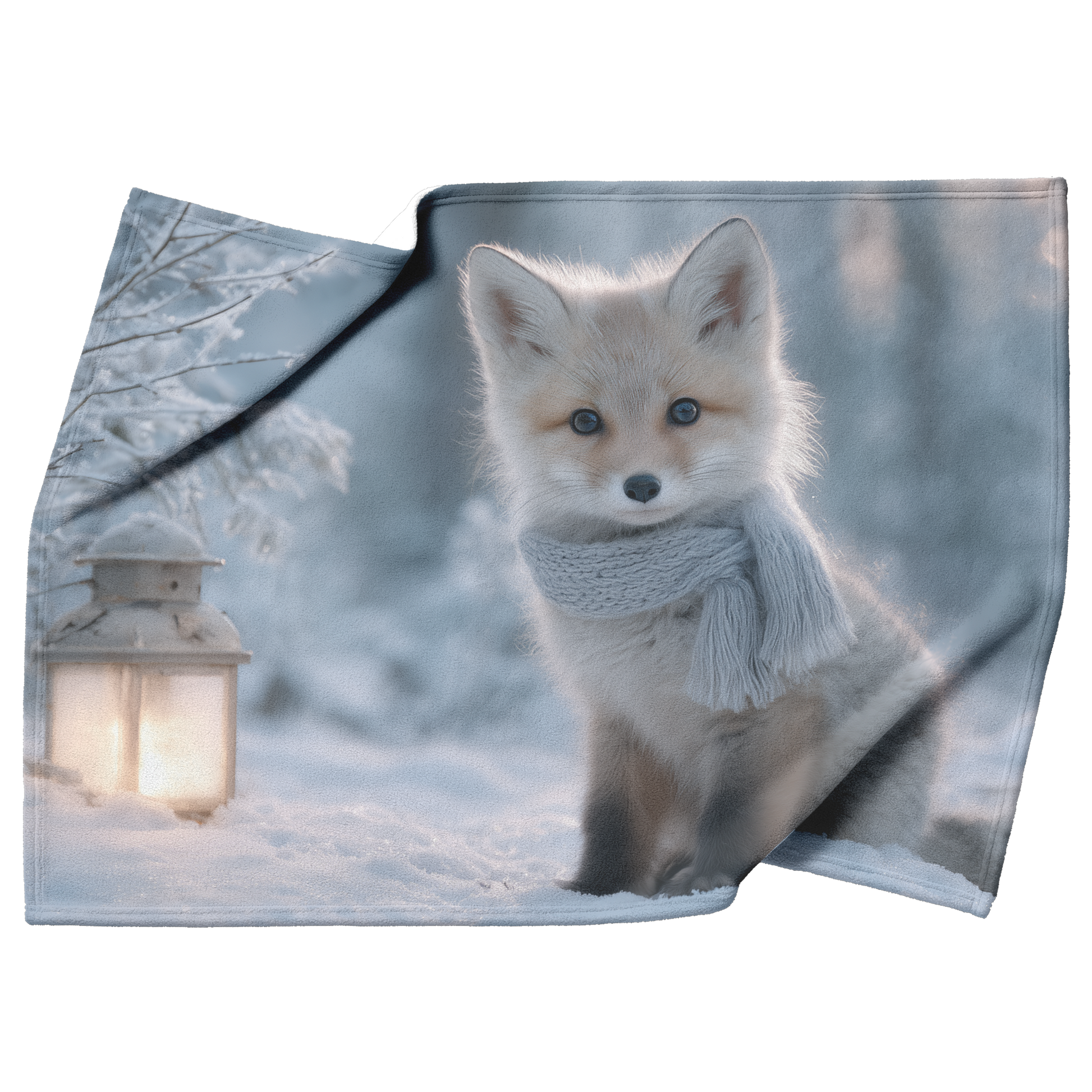 Baby_Fox_Wearing_Scarf_Sitting_Beside_Gl_H_Blanket_Top_Bottom_Folds_Mockup.png