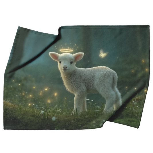 Baby_Lamb_Surrounded_By_Glowing_Fireflie_H_Blanket_Top_Bottom_Folds_Mockup.png