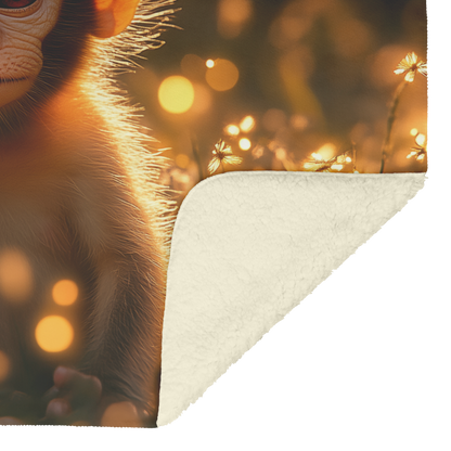 Baby_Macaque_Sitting_in_Glowing_Meadow_w_H_Blanket_Sherpa_Mockup.png