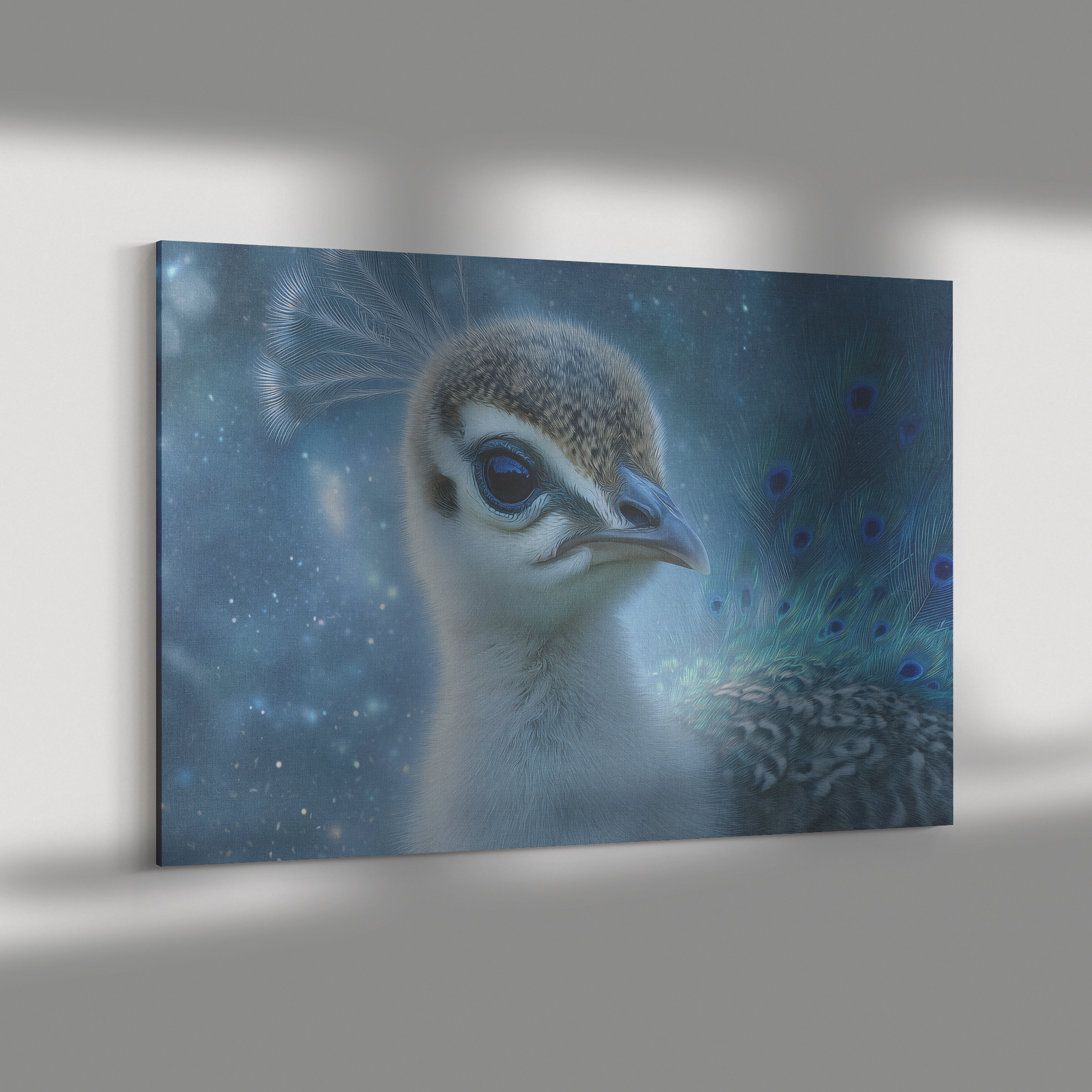Baby_Peacock_with_Blue_Eyes_and_Glowing__H_Rectangle_Dramatic_Shadow_Mockup.png_15406216