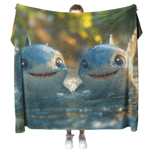 Baby Shark Cozy Fleece and Sherpa Blanket Ocean Playfulness - Awakening Righteousness