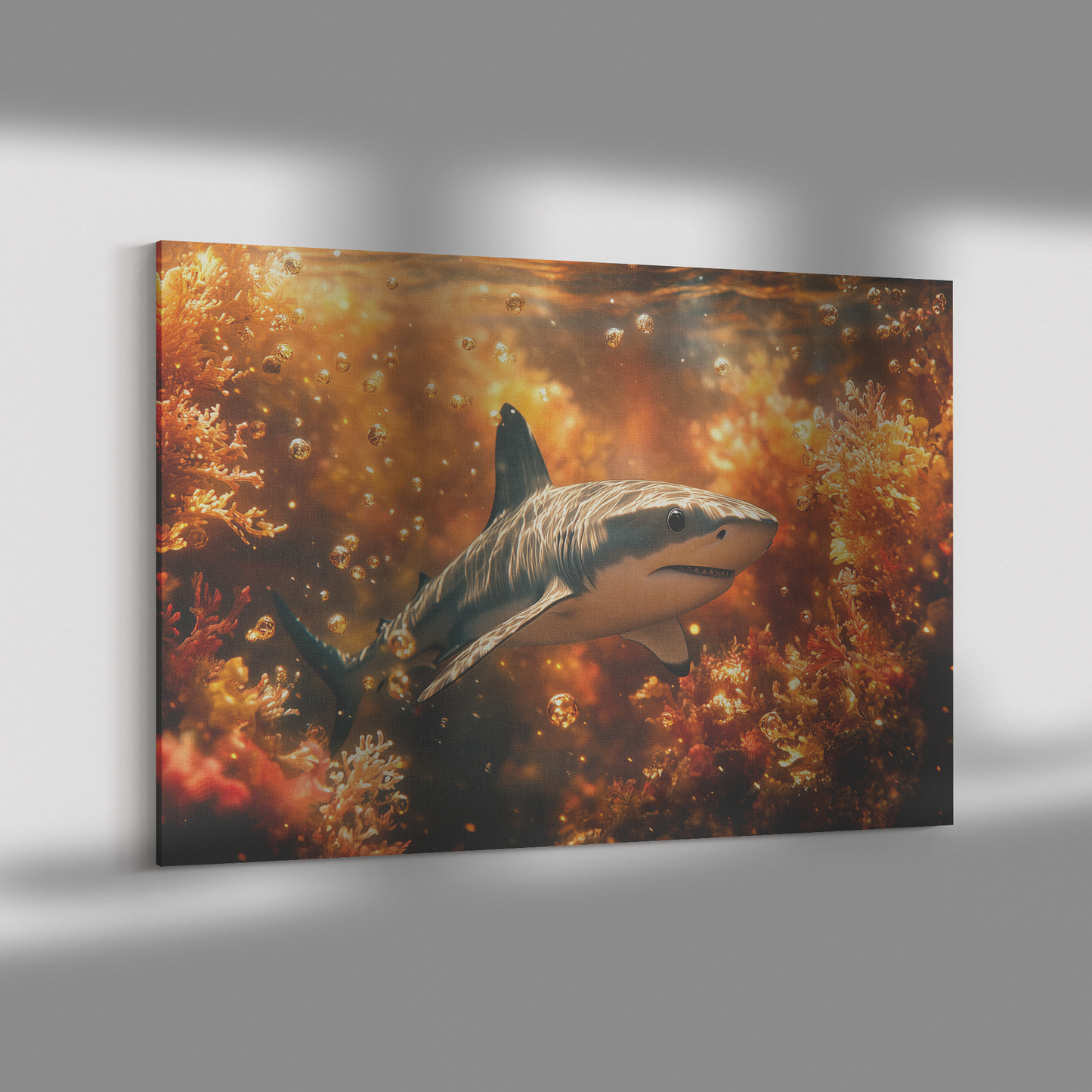 Baby_Shark_Swimming_Through_Glowing_Trop_H_Rectangle_Dramatic_Shadow_Mockup.png