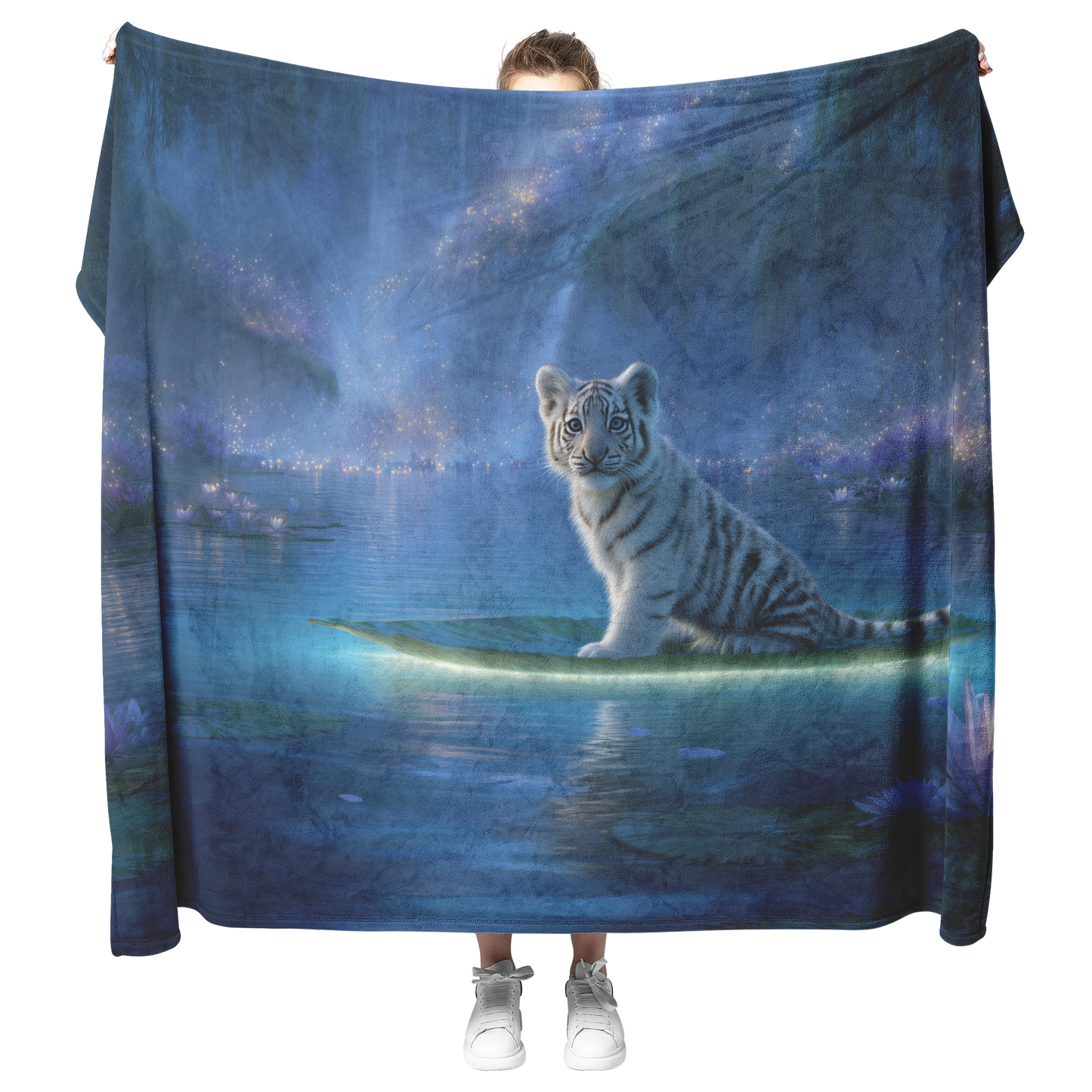Baby_Tiger_Riding_Glowing_Lily_Pad_Acros_H_Blanket_Model_Mockup.png_15283140